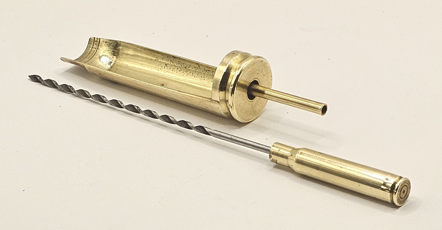 20 mm Vulcan brass guided draw enhancer tool with holding tray, Prevents Misalignments and Damage to the Cigar Wrapper, military/veterans