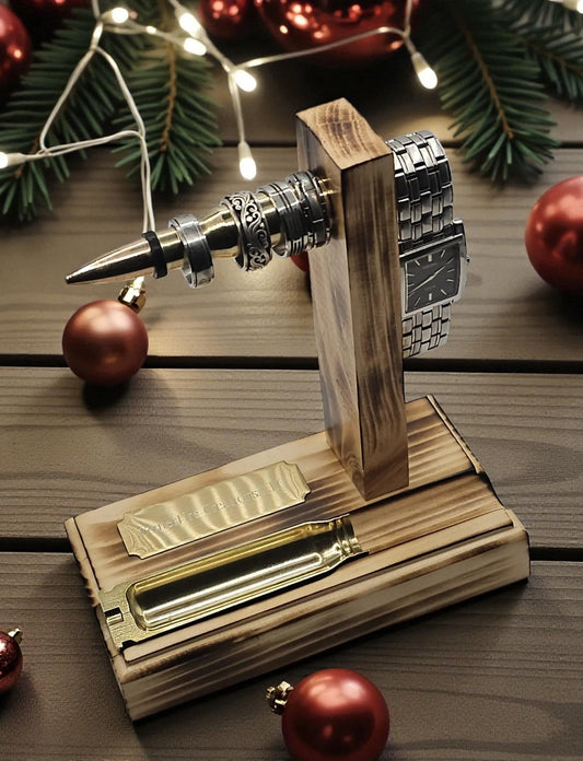 Ring/Watch Holder with Catch-All Tray, Gun enthusiast, Military Veterans