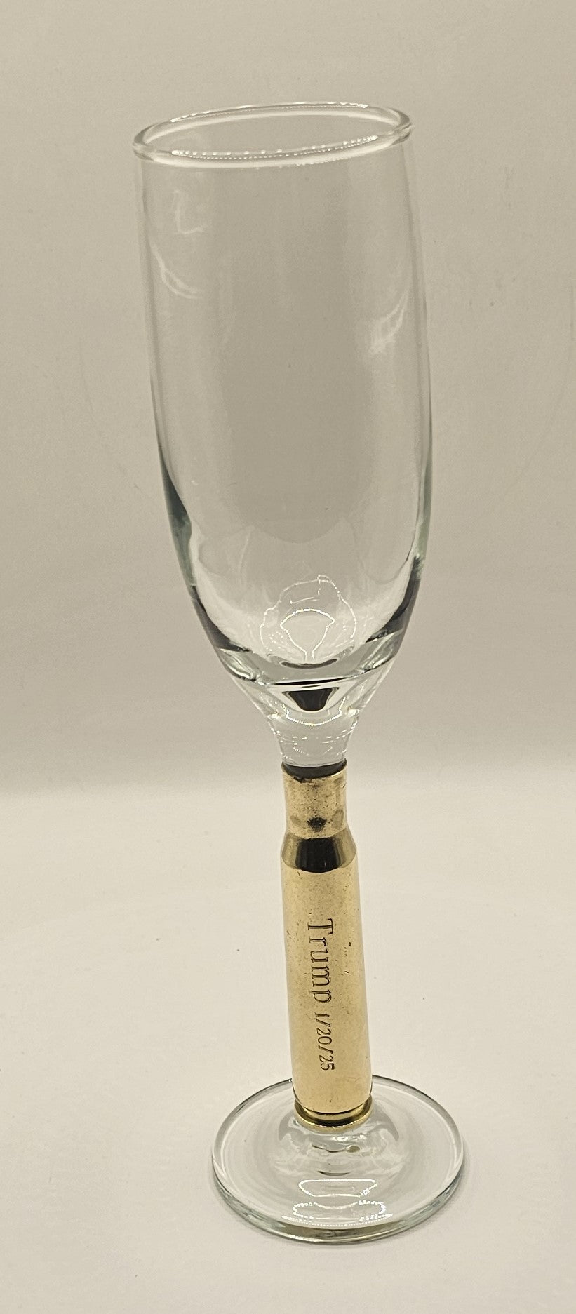 Champagne Flute Glass with 50 Cal BMG stem, Military/Veterans, gun enthusiast, weddings, anniversary, special occasions,
