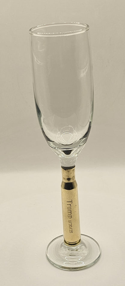 Champagne Flute Glass with 50 Cal BMG stem, Military/Veterans, gun enthusiast, weddings, anniversary, special occasions,