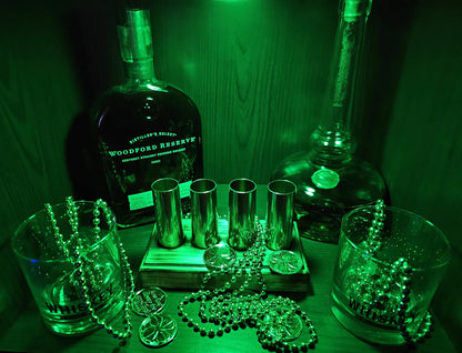 Bullet shot glass set with wood base