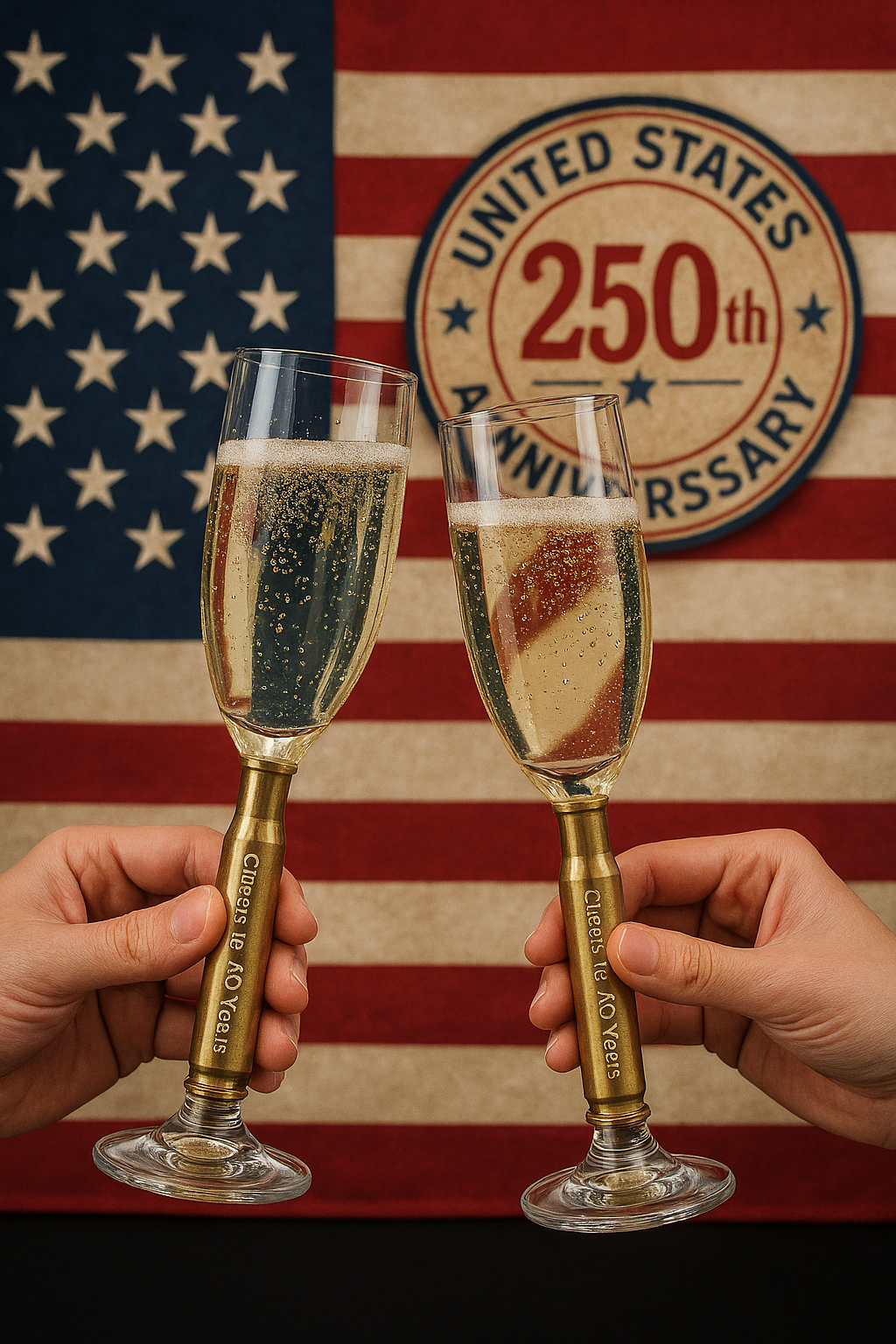 Champagne Flute Glass with 50 Cal BMG stem, Military/Veterans, gun enthusiast, weddings, anniversary, special occasions,