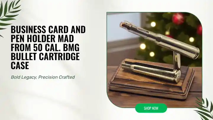 Business card and Pen holder mad from 50 cal. BMG Bullet cartridge case by@Outfy