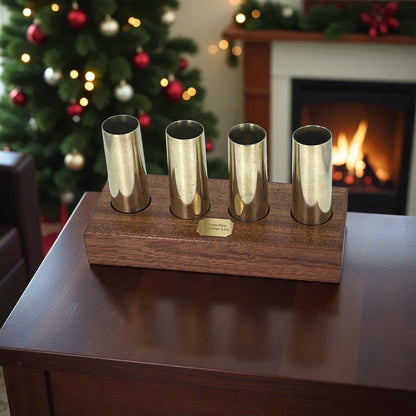 Bullet shot glass set with wood base