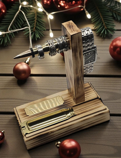 Ring/Watch Holder with Catch-All Tray, Gun enthusiast, Military Veterans